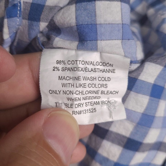 Nat Nast Shirt Mens Large White Blue Plaid Long Sleeve Button Down Cotton Blend - Picture 6 of 15